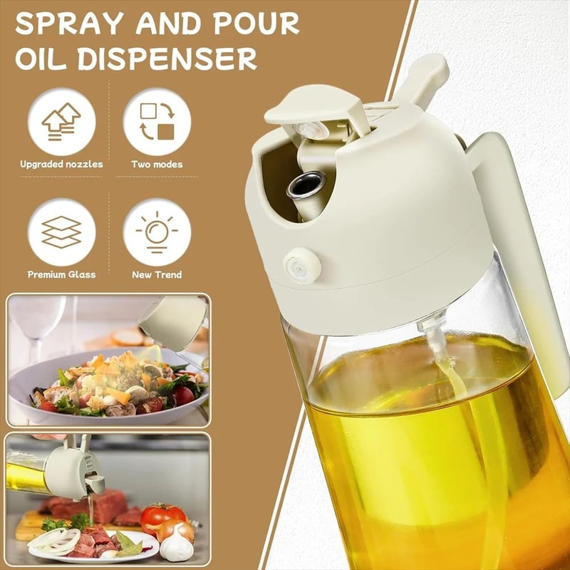 2 In 1 Glass Oil Spray Bottle With Automatic Flip Lid 6