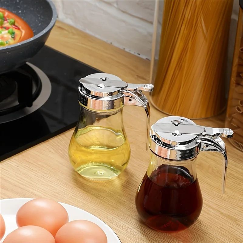 Glass Syrup Dispenser With No Drip Pour Spout 1