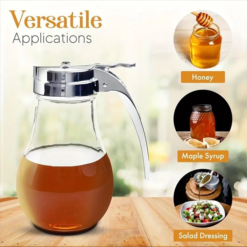 Glass Syrup Dispenser With No Drip Pour Spout 5