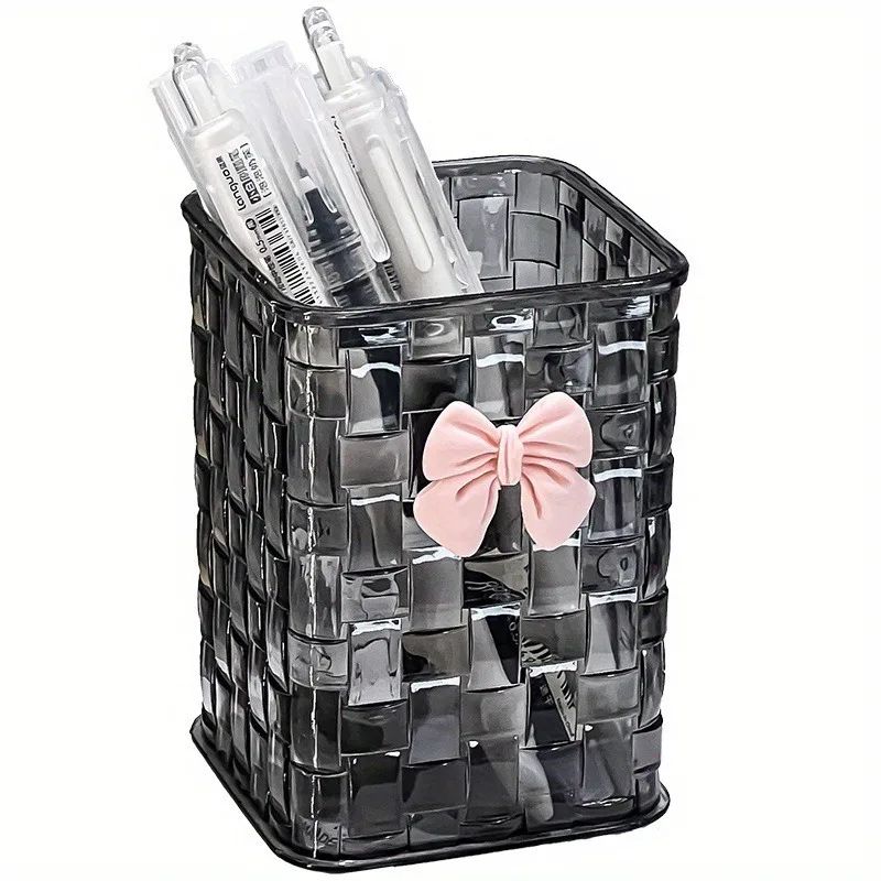 Clear Acrylic Desk Organizer With Bow Pen Holder 7