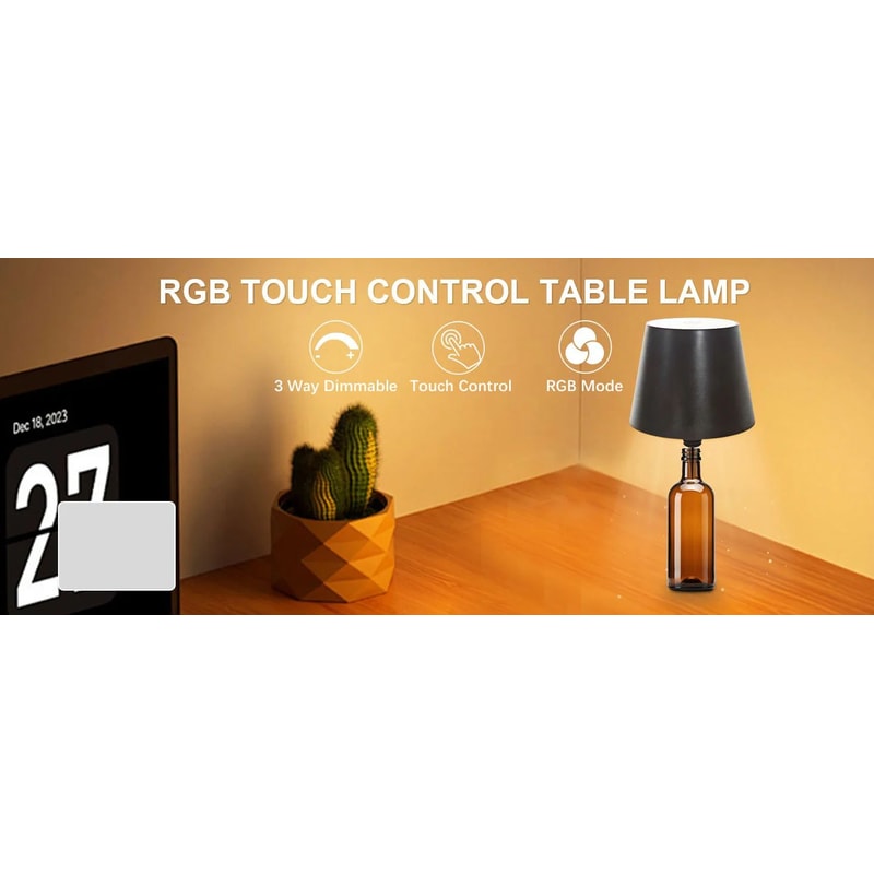 Wireless LED Bottle Table Lamp Touch Control Outdoor Decor Light 9