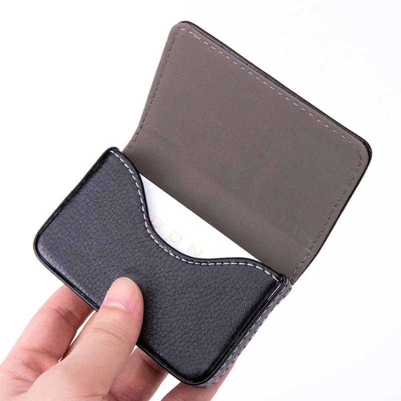 Slim PU Leather Card Holder Wallet With Magnetic Closure 2