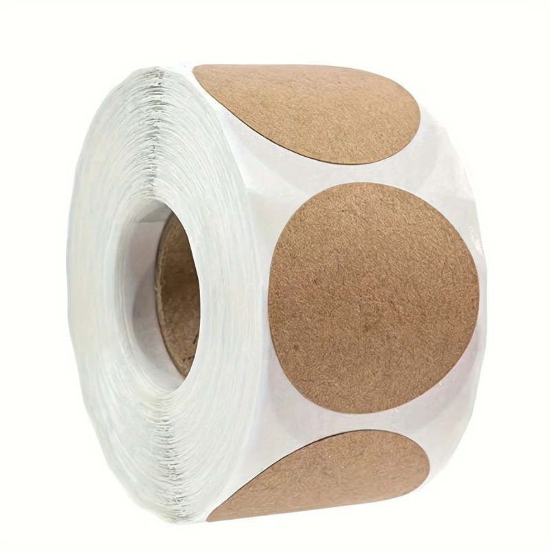 Kraft Paper Round Label Stickers 500PCS Self Adhesive Roll 2