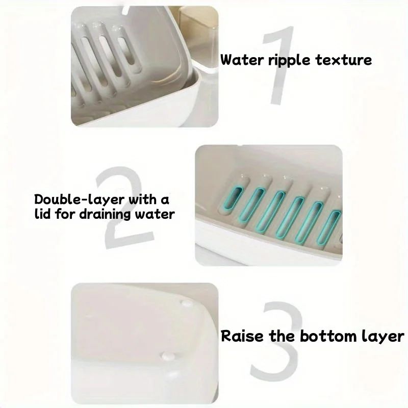 Double Layer Soap Dish With Drain Self Draining Holder 3