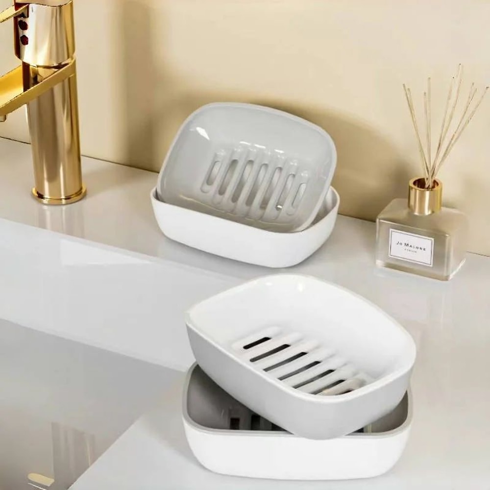 Double Layer Soap Dish With Drain Self Draining Holder 4