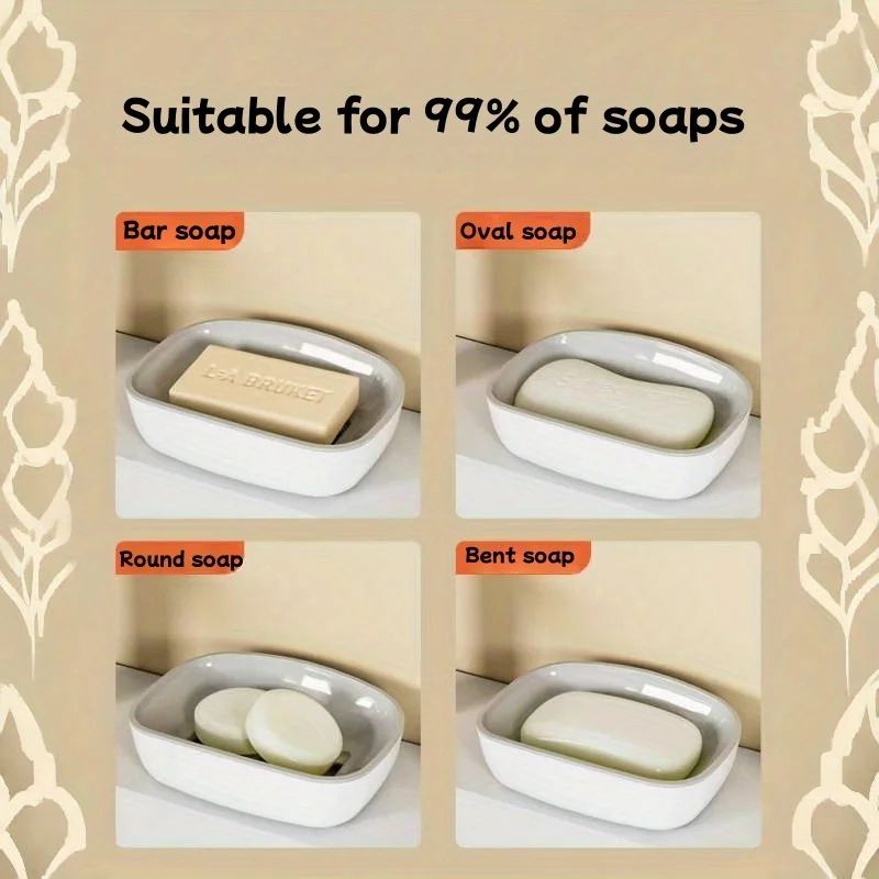 Double Layer Soap Dish With Drain Self Draining Holder 6