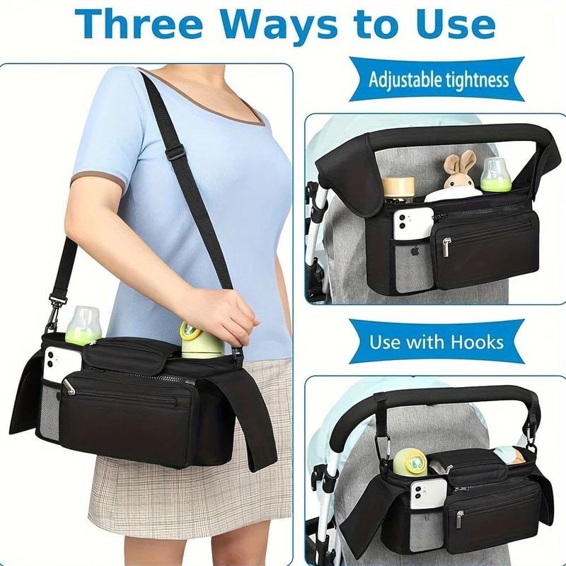 Baby Stroller Organizer Bag With Cup Holder And Phone Pocket 1