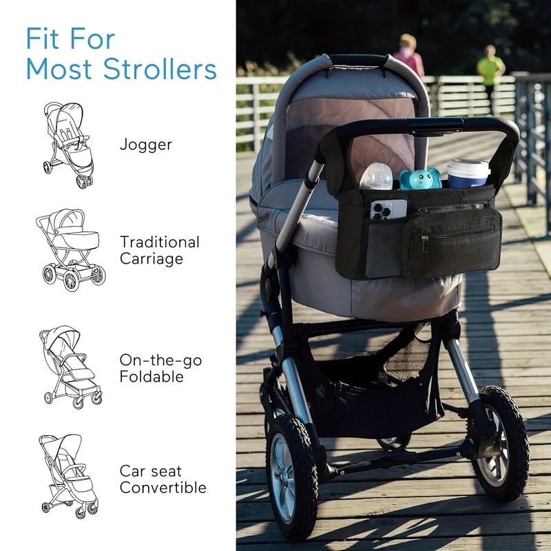 Baby Stroller Organizer Bag With Cup Holder And Phone Pocket 5