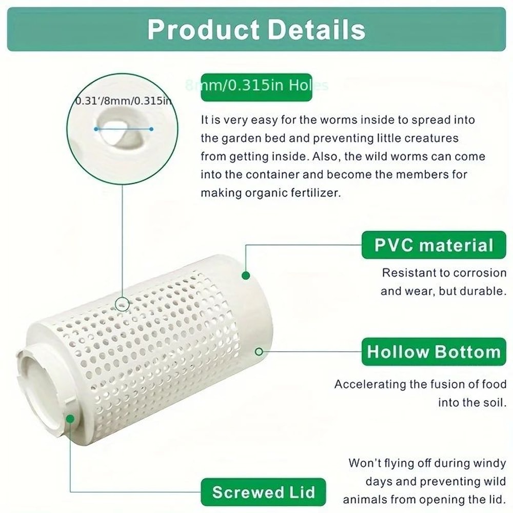 Worm Composting Tube Bin For Garden Soil Nutrient Fertilizer 3