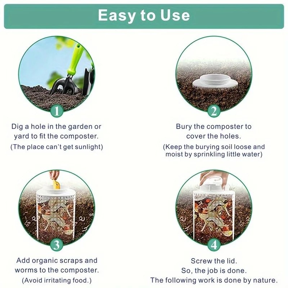 Worm Composting Tube Bin For Garden Soil Nutrient Fertilizer 7