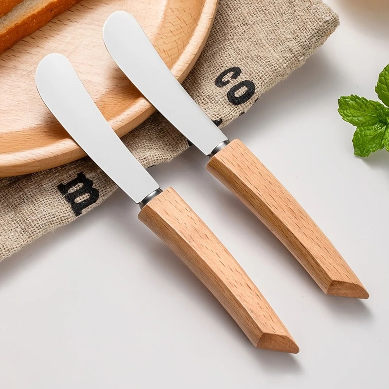 Stainless Steel Butter Knife With Wooden Handle Bread Spreader 1