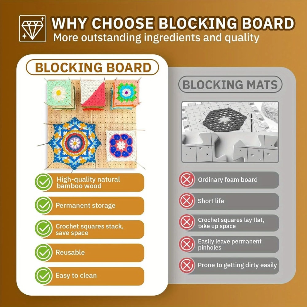 Bamboo Crochet Blocking Board Grid Plate For Knitting Projects 4