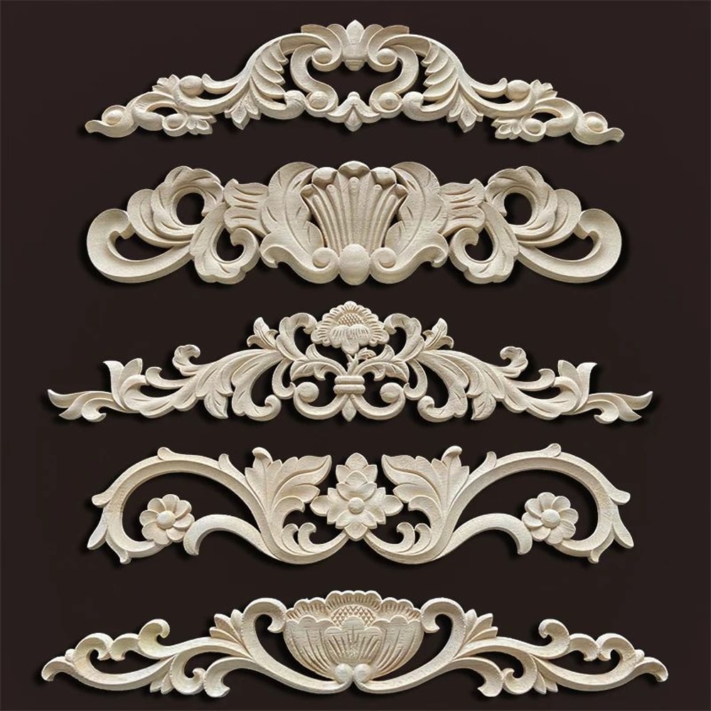 Vintage Floral Wood Appliques For Furniture Decoration 1