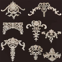 floral wood corner appliques for furniture decor