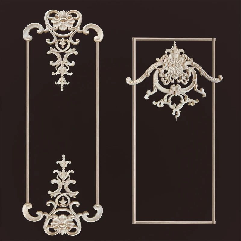 Floral Wood Corner Appliques For Furniture Decor 2