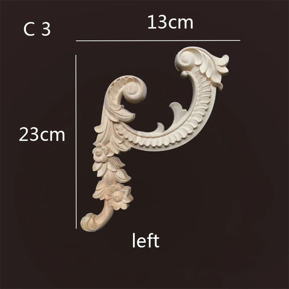 Floral Wood Corner Appliques For Furniture Decor 17