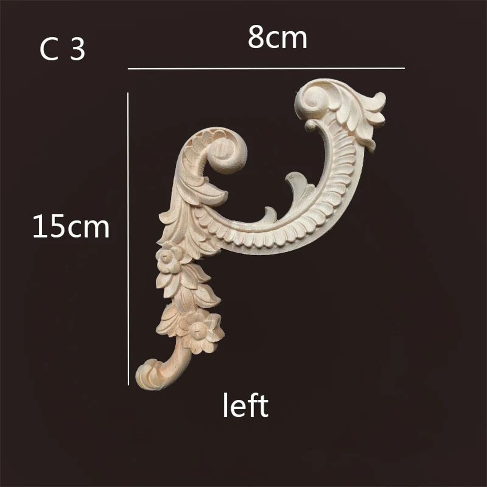 Floral Wood Corner Appliques For Furniture Decor 14