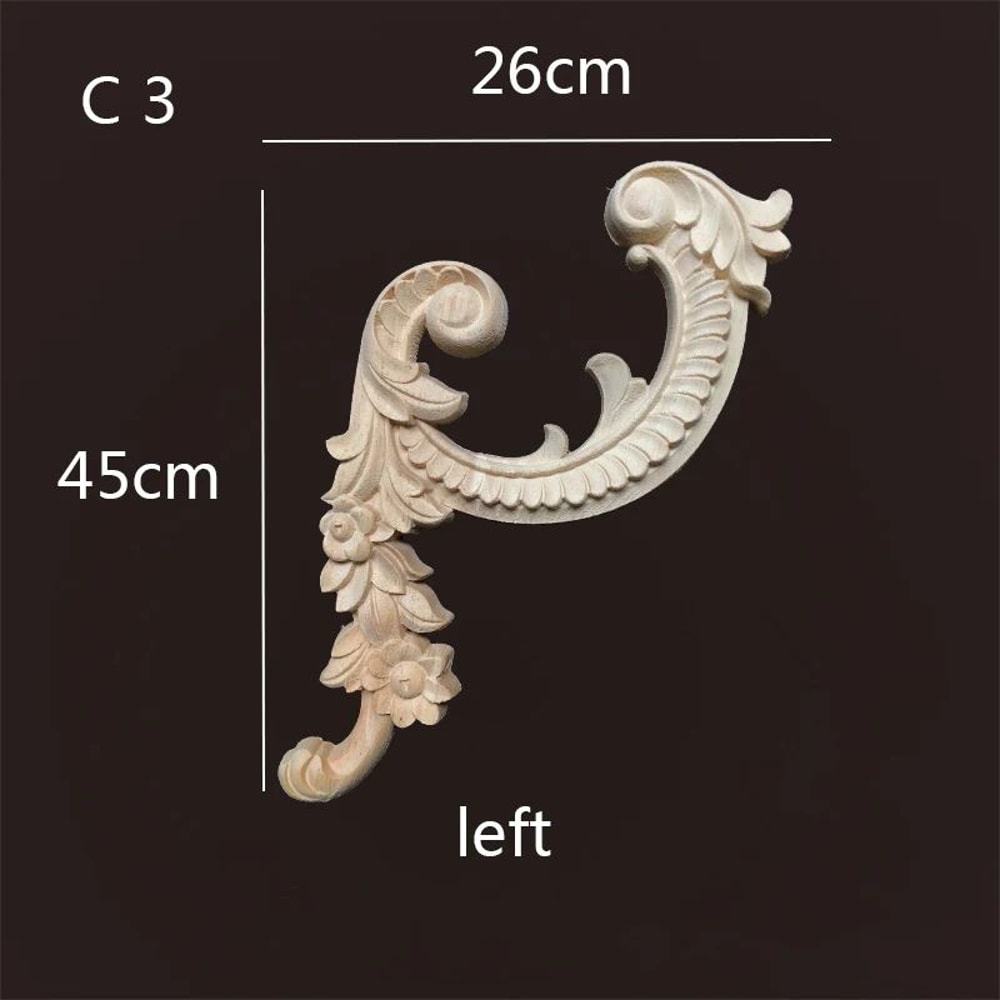 Floral Wood Corner Appliques For Furniture Decor 19