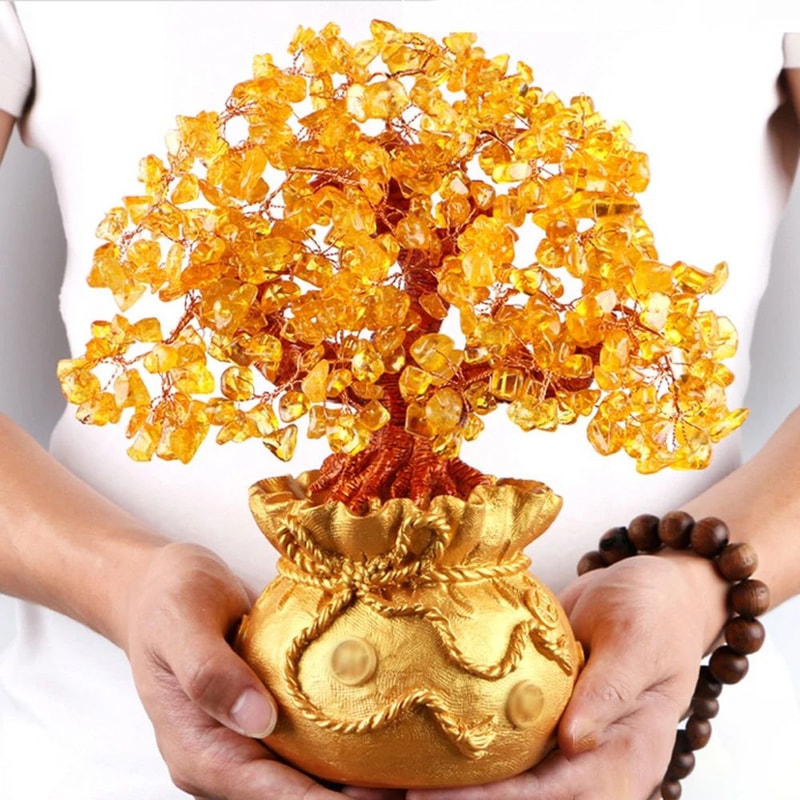 Natural Crystal Money Tree Feng Shui Decor 3
