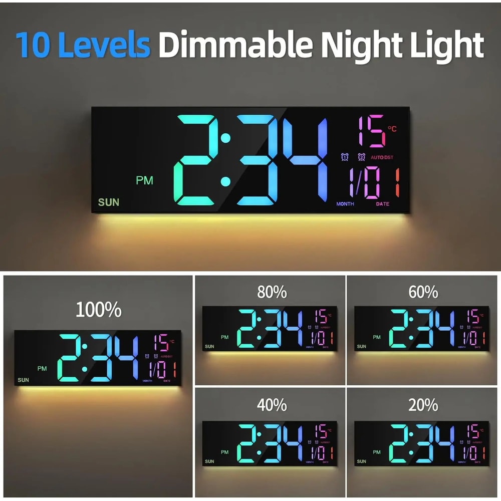 Large LED Digital Wall Clock With Remote Control 4