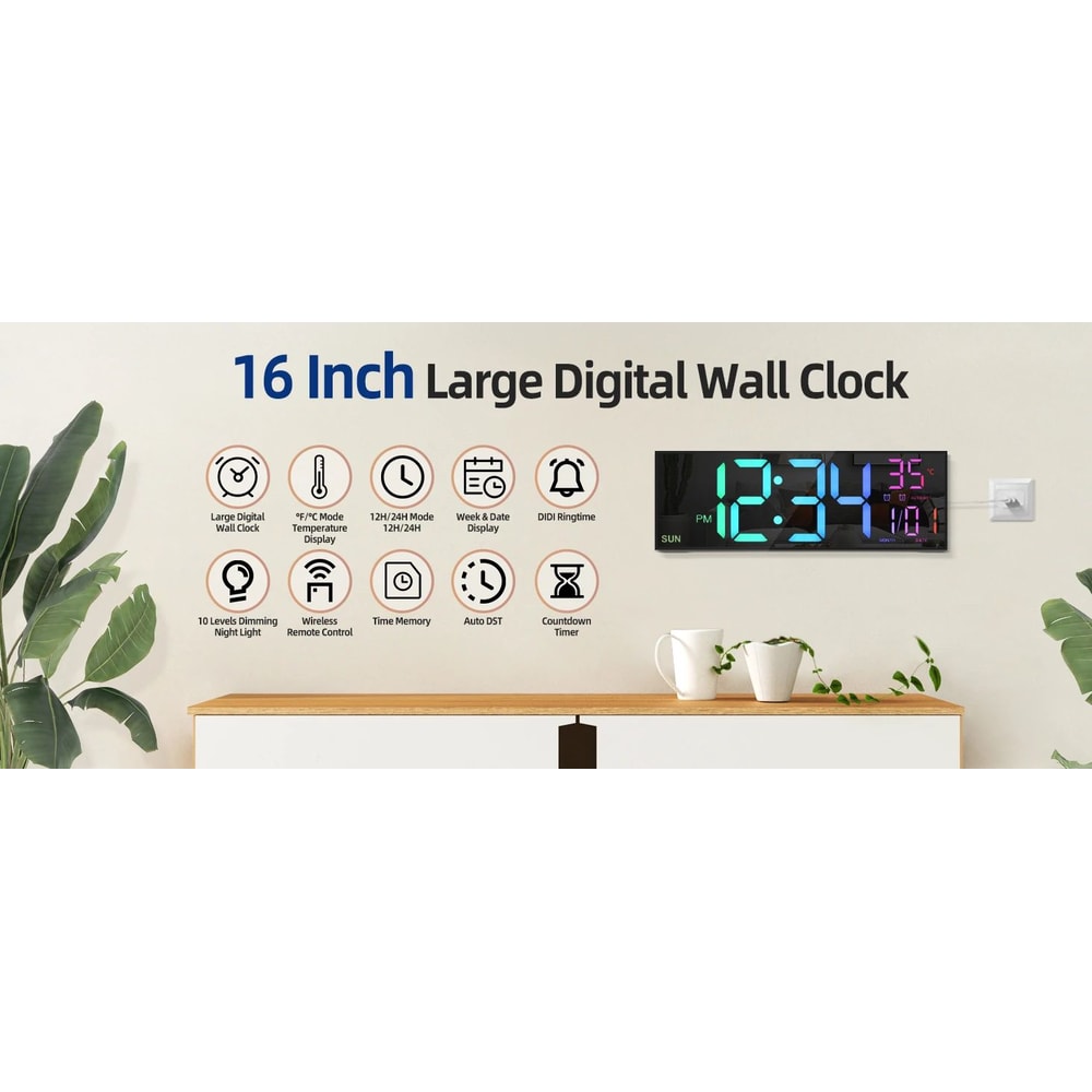 Large LED Digital Wall Clock With Remote Control 6