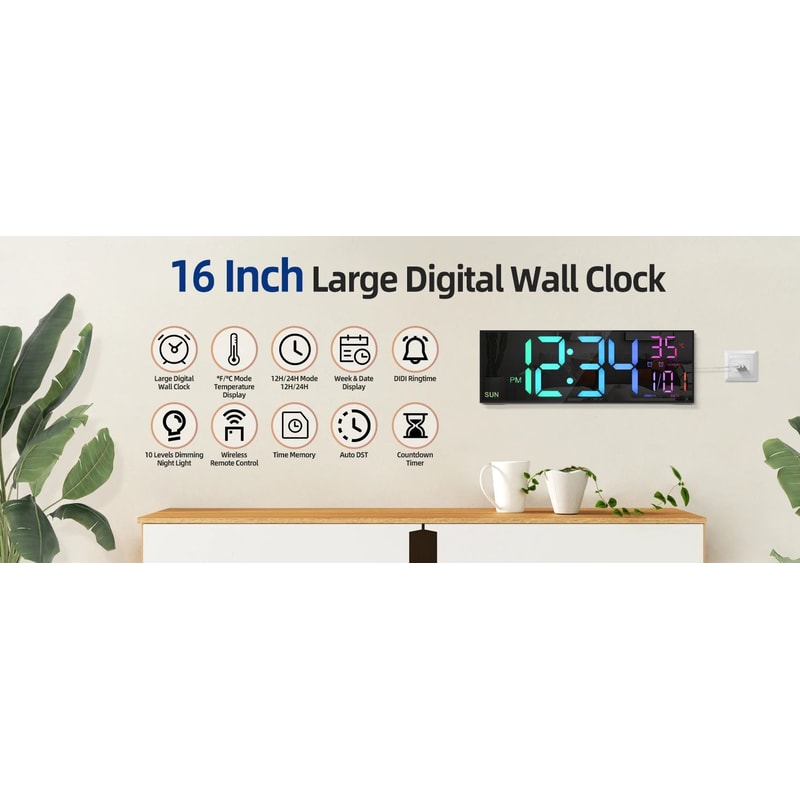 Large LED Digital Wall Clock With Remote Control 6