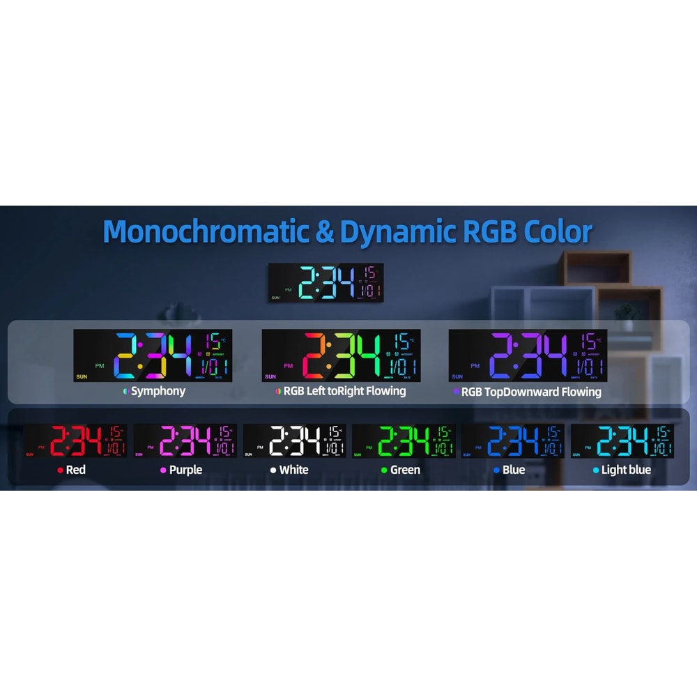 Large LED Digital Wall Clock With Remote Control 7