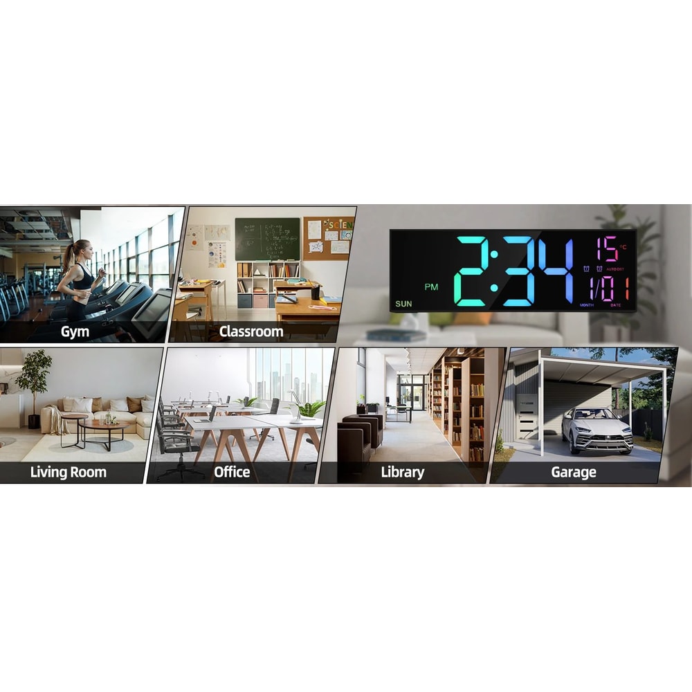 Large LED Digital Wall Clock With Remote Control 10