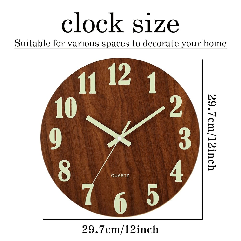 Nordic Wooden Luminous Wall Clock Silent Night Light 1