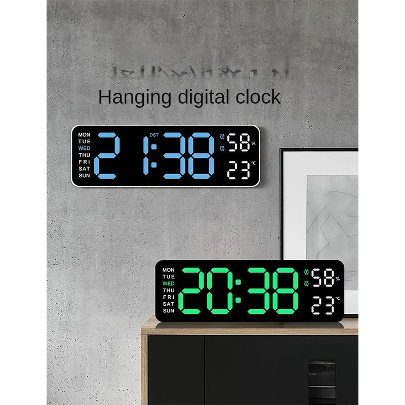 Large LED Digital Wall Clock With Temperature And Humidity 6