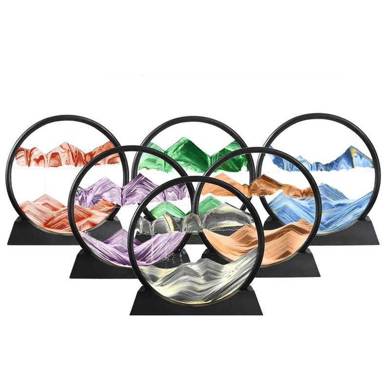 3D Moving Sand Art Round Glass Decor 7