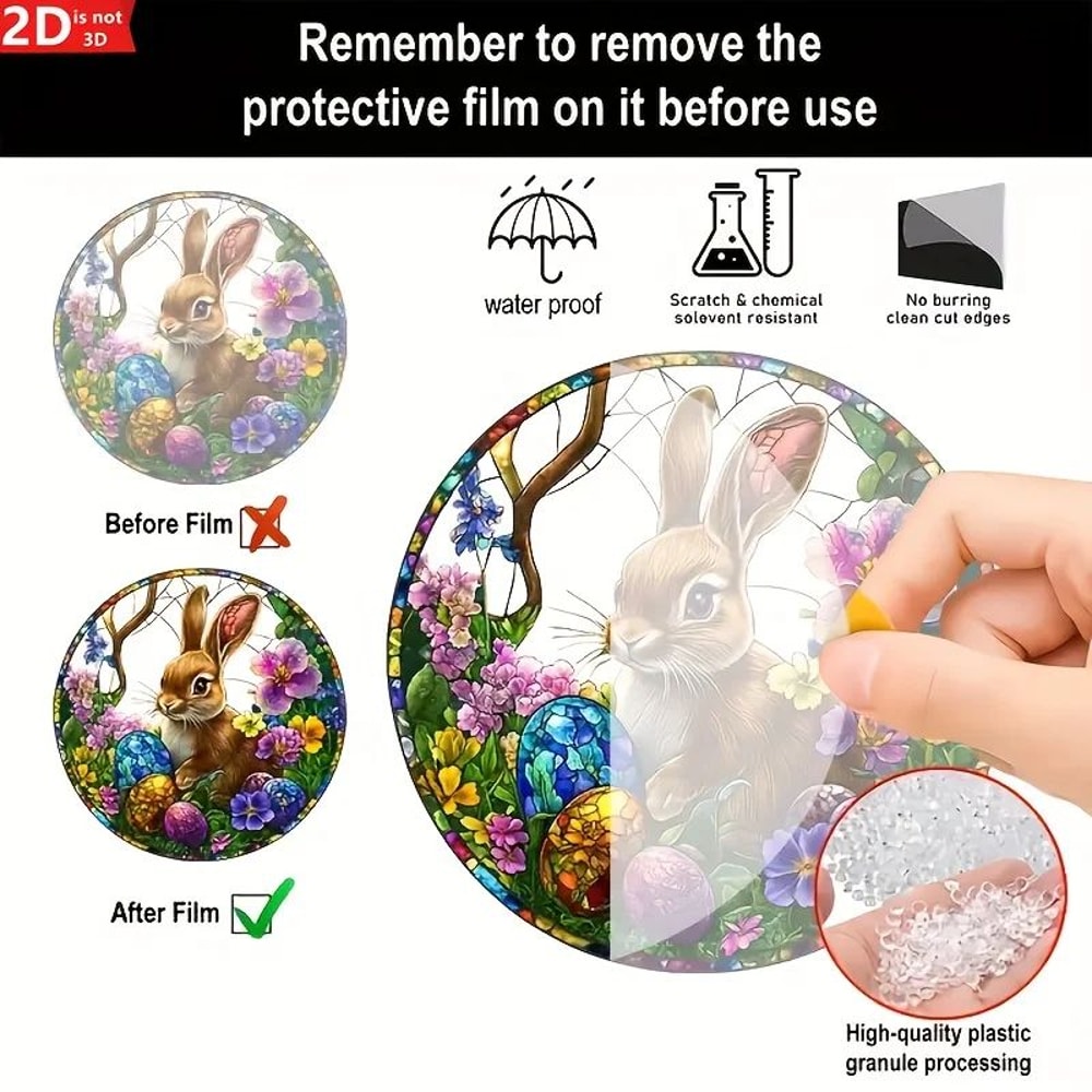 Easter Bunny Acrylic Window Hanging Decor 6