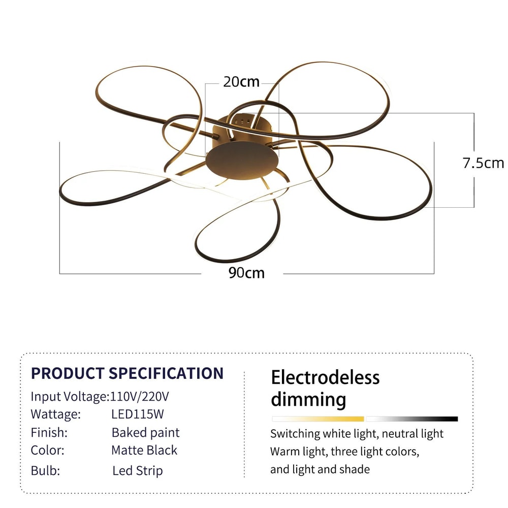 Modern Gold LED Chandelier Ceiling Light Fixture 11