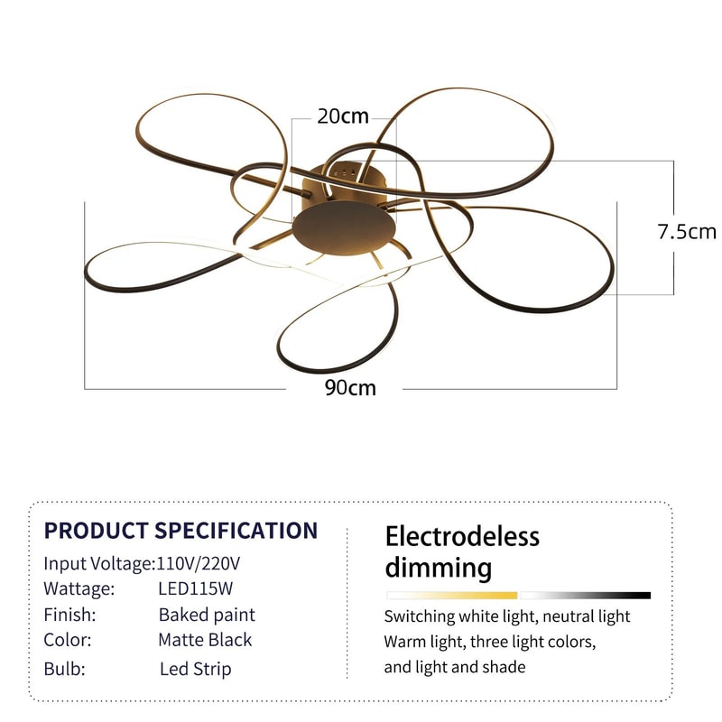 Modern Gold LED Chandelier Ceiling Light Fixture 11