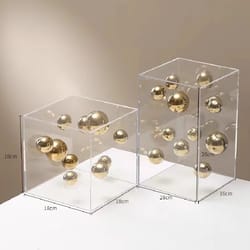 modern acrylic sphere decor in square display case