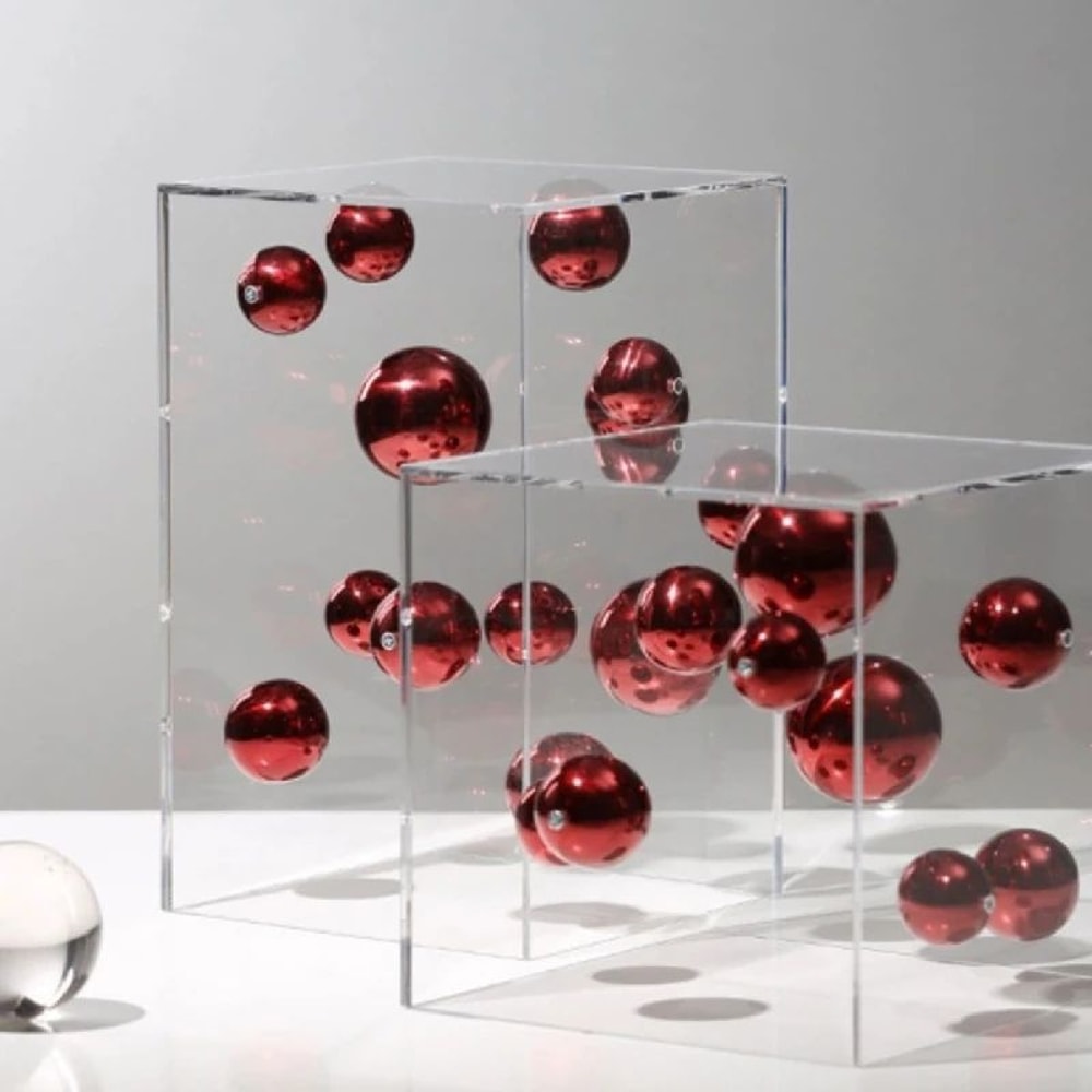 Modern Acrylic Sphere Decor In Square Display Case 1