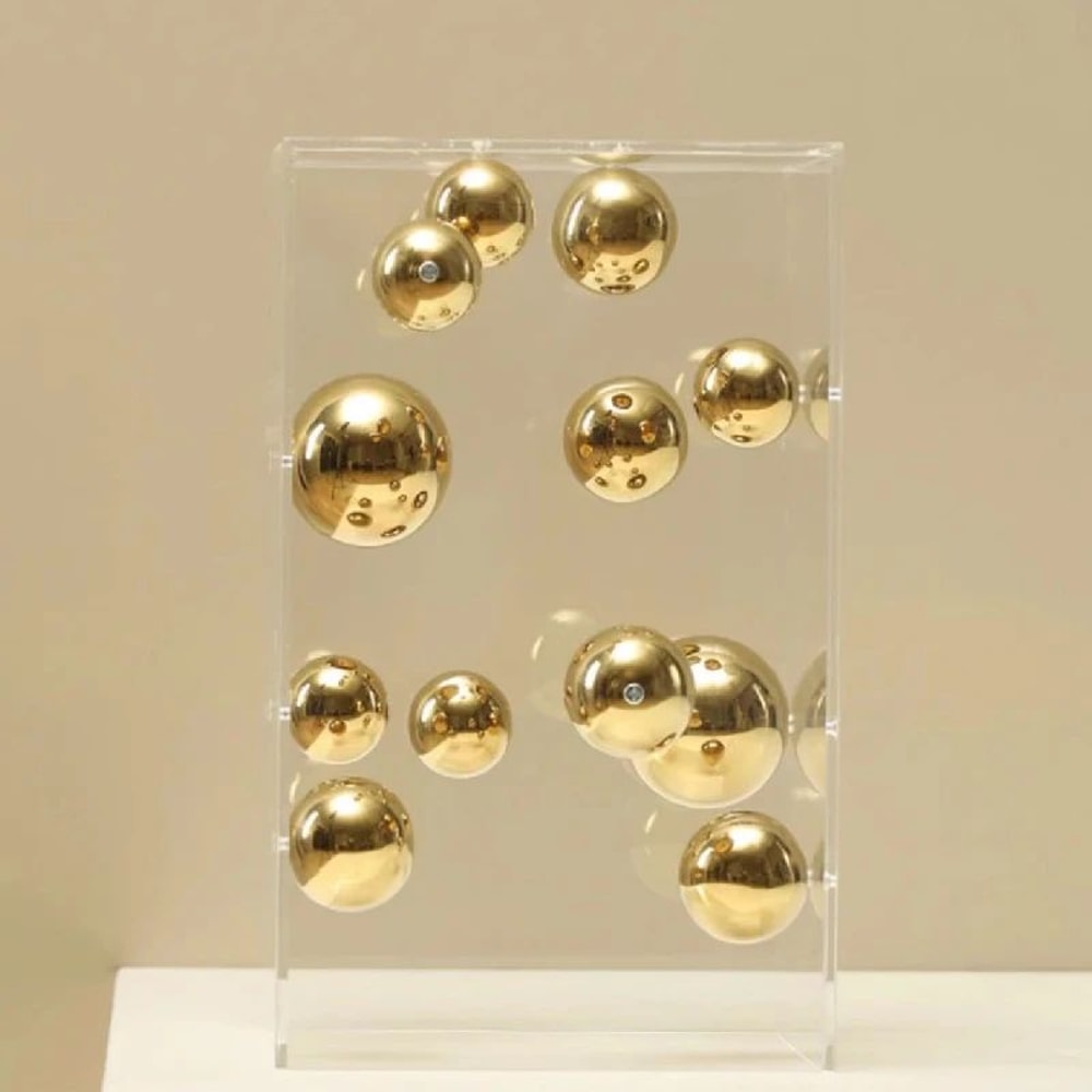 Modern Acrylic Sphere Decor In Square Display Case 5