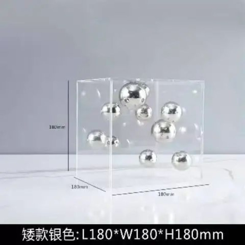 Modern Acrylic Sphere Decor In Square Display Case 13