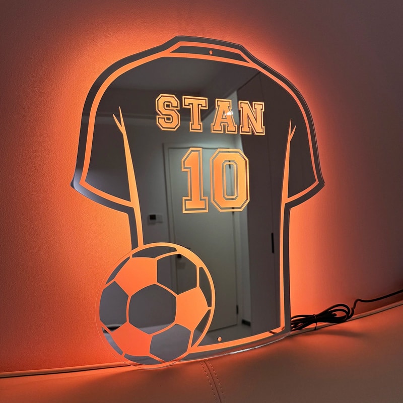 Custom Football Shirt LED Mirror Personalized Wall Decor 5