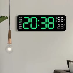 smart led silent wall clock with thermometer and calendar