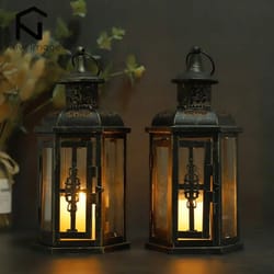 vintage nordic iron candle lantern decor