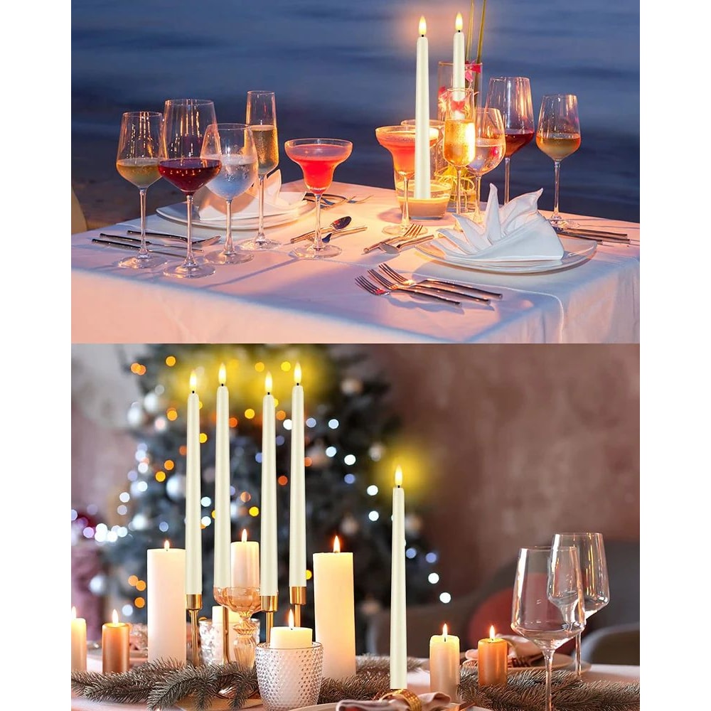Flameless LED Taper Candles Set With Flickering Light 8