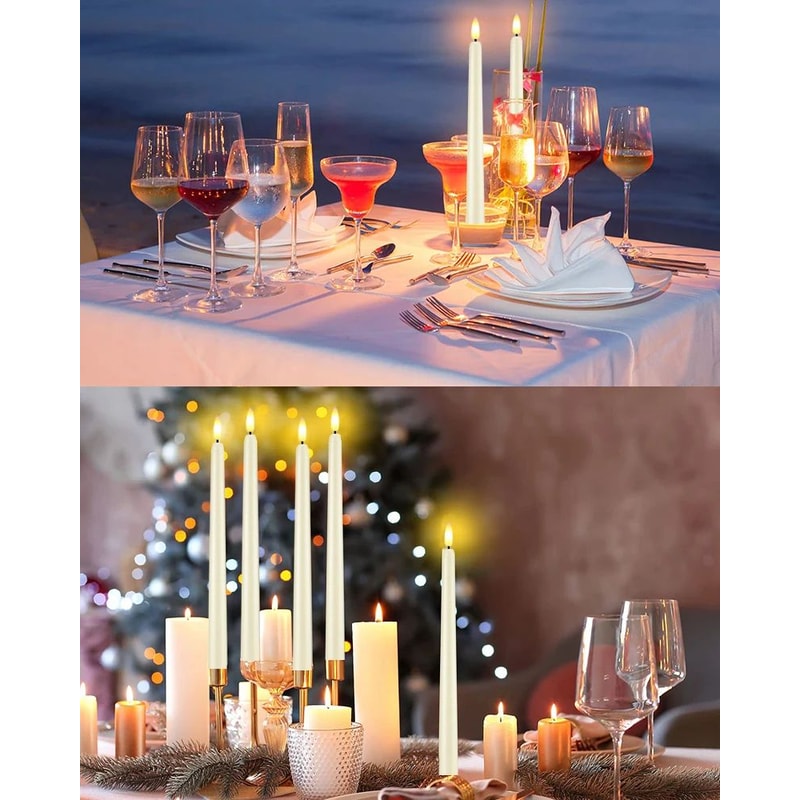 Flameless LED Taper Candles Set With Flickering Light 8