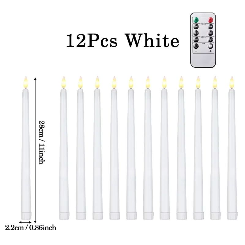 Flameless LED Taper Candles Set With Flickering Light 10