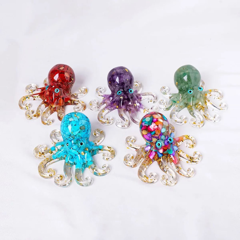 Crystal Gravel Octopus Resin Decor Ornament 5