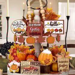 fall harvest tiered tray decor farmhouse pumpkin set