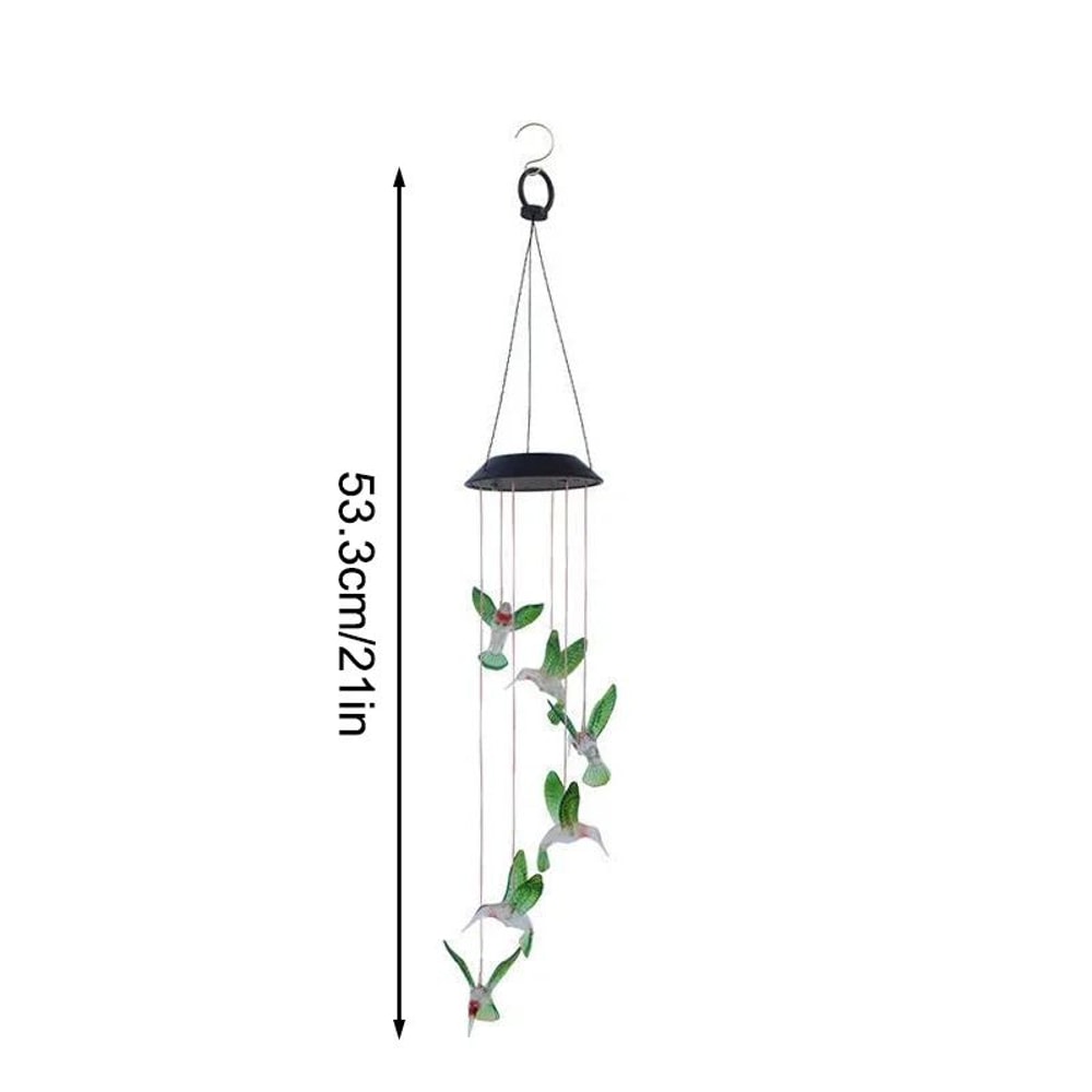 Solar LED Hummingbird Wind Chimes Color Changing Garden Decor 6