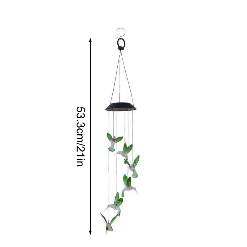 Solar LED Hummingbird Wind Chimes Color Changing Garden Decor 6