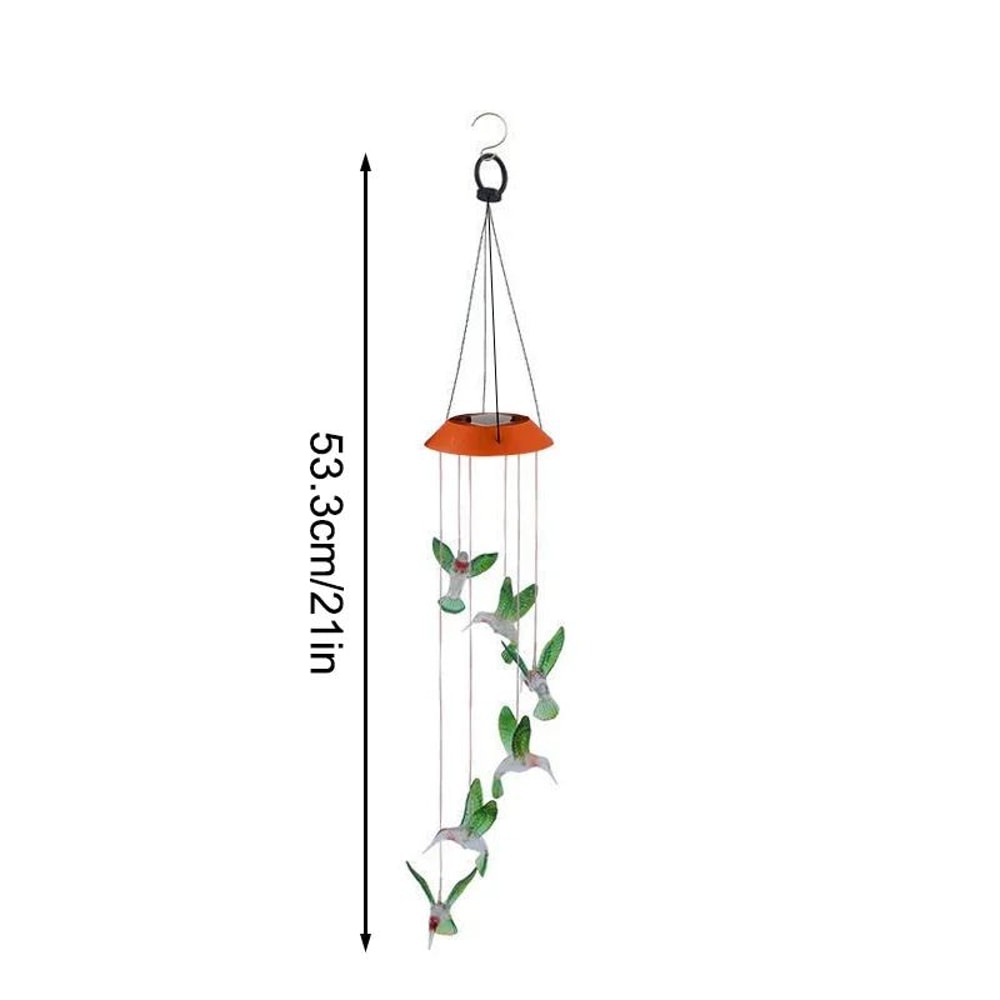 Solar LED Hummingbird Wind Chimes Color Changing Garden Decor 7