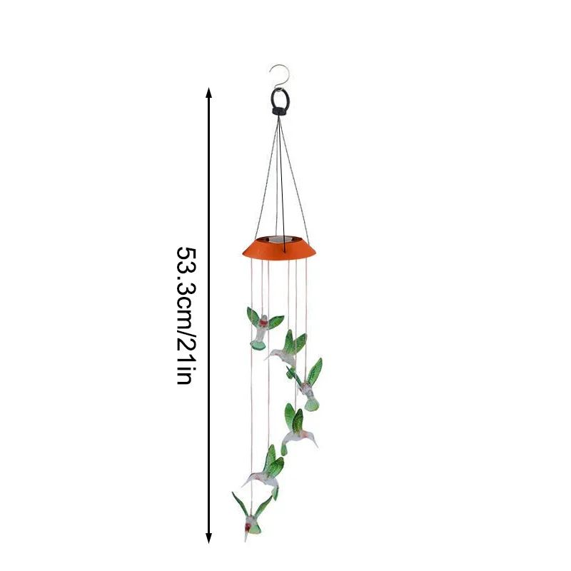 Solar LED Hummingbird Wind Chimes Color Changing Garden Decor 7